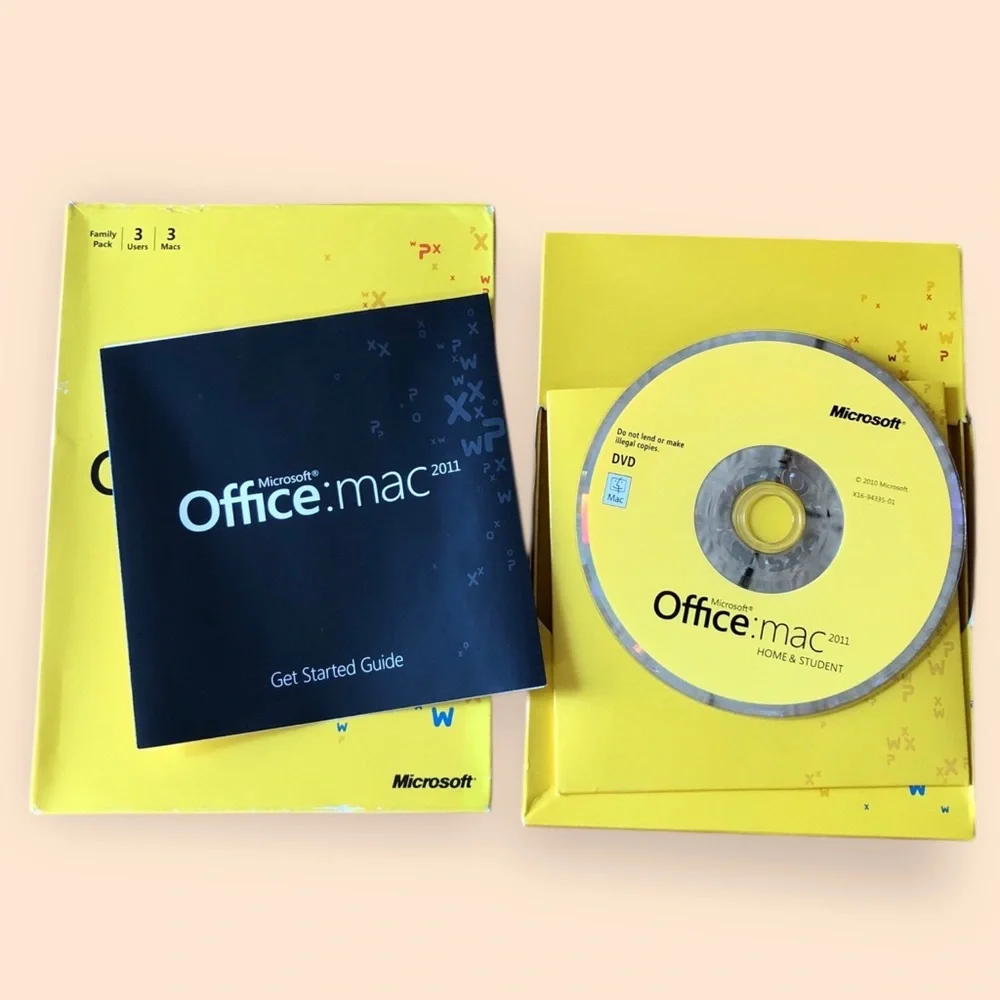 Microsoft Office: Mac 2011 Home & Student Yellow Family Pack Software Open Box